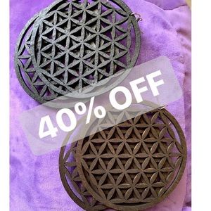 Handmade  sacred geometry laser engraved earrings